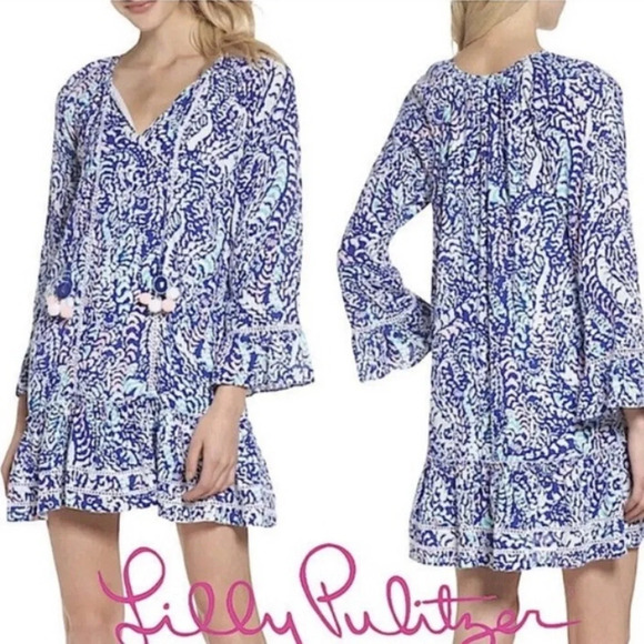 Lilly Pulitzer Blue Grotto Move It or Lose It Percilla Tunic Dress 16817 - Picture 1 of 14